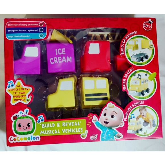 CoComelon Build & Reveal Musical Vehicles School Bus Fire Engine Ice Cream Truck - Picture 1 of 16